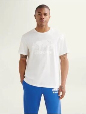 Roots Men's White Crewneck T-Shirt with Subtle Logo
